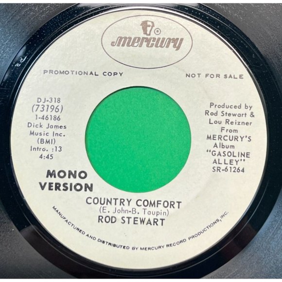 Rod Stewart Country Comfort 45 Rock Vinyl Mercury Promo Elton John Cover VG+ - Picture 2 of 6